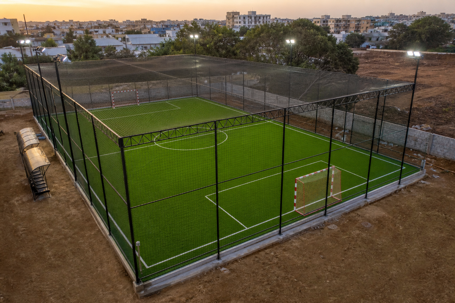 7-a-Side Football Turf Setup Hyderabad — Aerial View