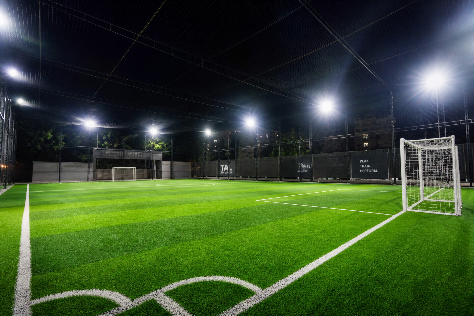 Football Turf Night View with LED Floodlights Hyderabad
